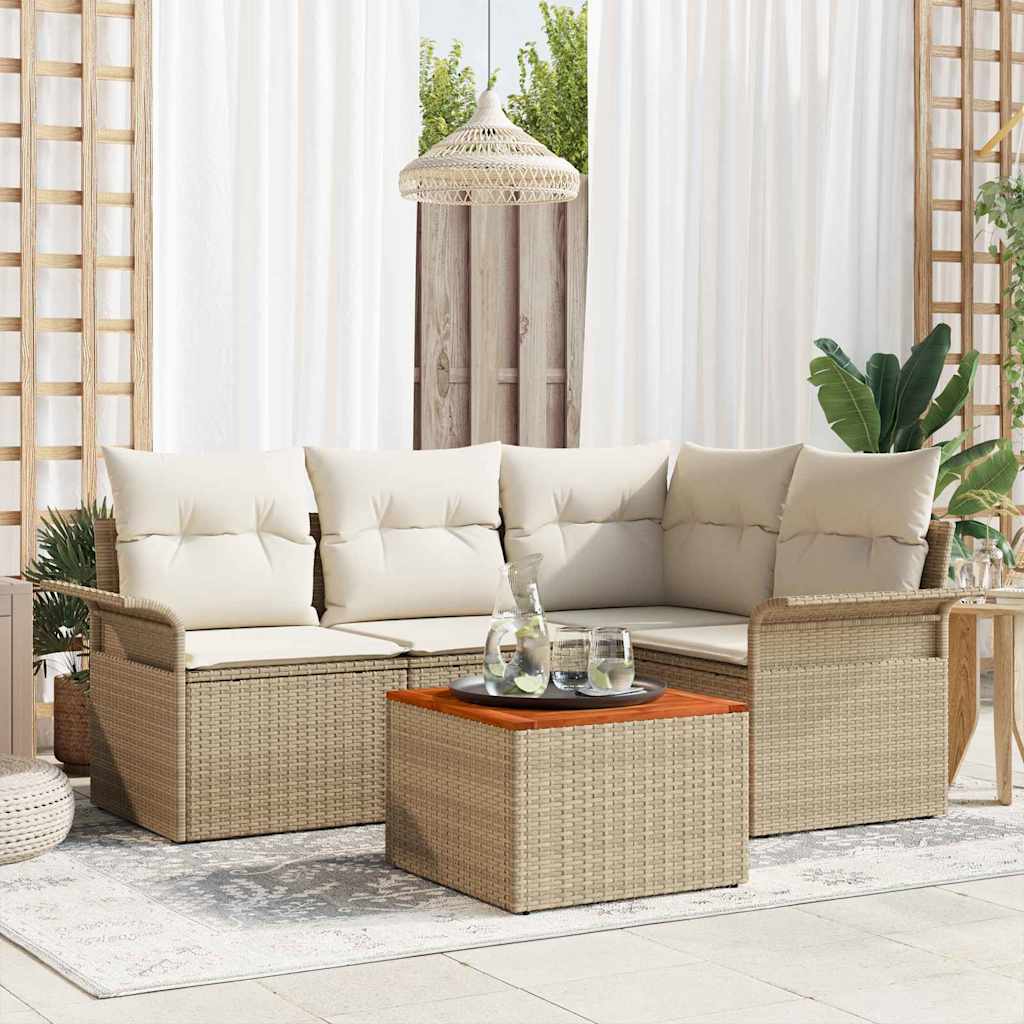 vidaXL Tuinbank Set met opslag 5 pcs Zwart en Crème poly rattan