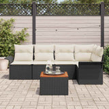 vidaXL Tuinbank Set met opslag 6 pcs Zwart en Crème poly rattan