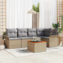 vidaXL Tuinbank Set met opslag 6 pcs Zwart en Crème poly rattan