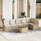vidaXL Tuinbank Set met opslag 7 pcs Zwart en Crème poly rattan