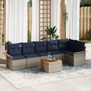 vidaXL Garden Sofa Set with Storage 7 pcs Grey and Dark Blue poly rattan