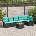 vidaXL Garden Sofa Set with Storage 7 pcs Grey and Dark Blue poly rattan