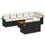 vidaXL Garden Lounge Set with Storage 9 pcs Black and Cream poly rattan