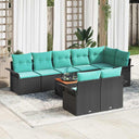 vidaXL Garden Lounge Set with Storage 9 pcs Grey and Navy Blue poly rattan