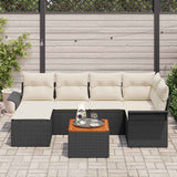 vidaXL Tuinbank Set met opslag 7 pcs Zwart en Crème poly rattan