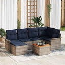 vidaXL Garden Storage Sofa Set 7 pcs Grey and Navy Blue Poly Rattan