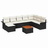 vidaXL Garden Dining Set with storage 9 pcs Black and Cream poly rattan