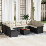 vidaXL Tuinbank Set met opslag 10 pcs Zwart en Crème poly rattan
