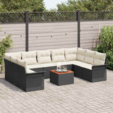vidaXL Tuinbank Set met opslag 10 pcs Zwart en Crème poly rattan