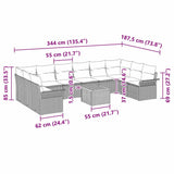 vidaXL Garden Sofa Set with Storage 11 pcs Black and Cream poly rattan