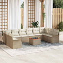 vidaXL Garden Sofa Set with Storage 11 pcs Black and Cream poly rattan