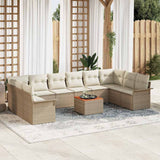 vidaXL Garden Sofa Set with Storage 11 pcs Black and Cream poly rattan