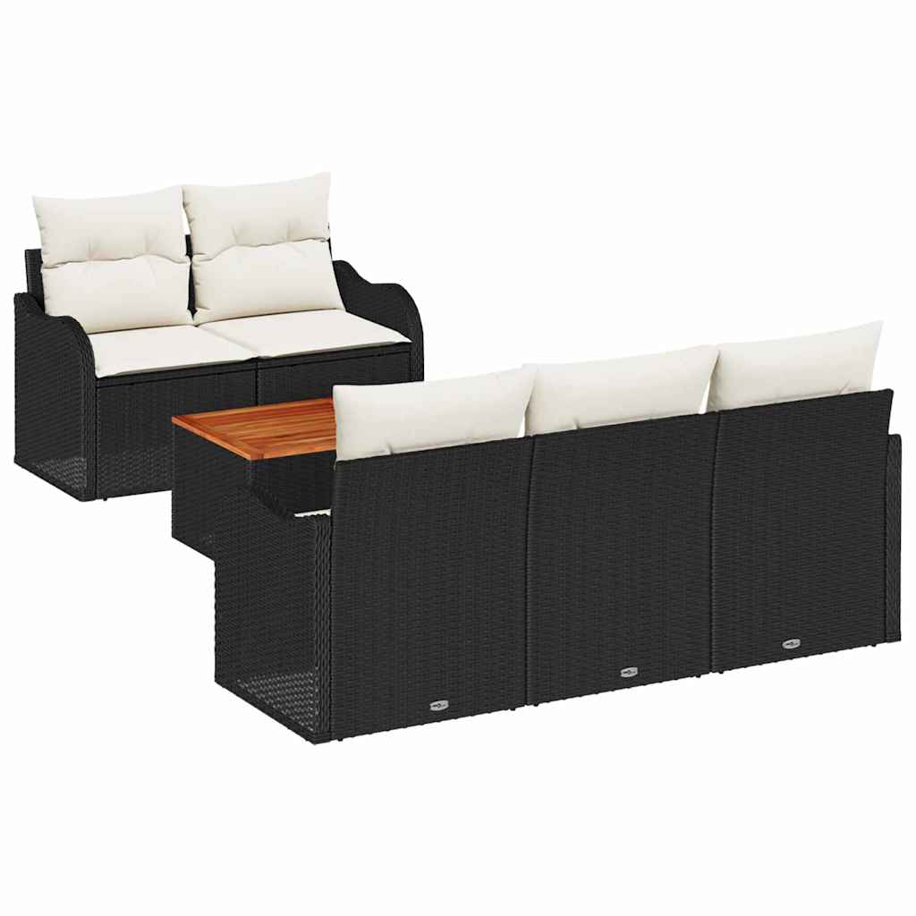 vidaXL Tuinbank Set met opslag 6 pcs Zwart en Crème poly rattan