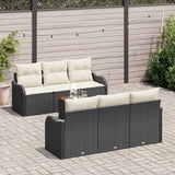 vidaXL Tuinbank Set met opslag 7 pcs Zwart en Crème poly rattan