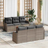 vidaXL Tuinbank Set met opslag 7 pcs Zwart en Crème poly rattan