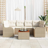vidaXL Tuinbank Set met opslag 7 pcs Zwart en Crème poly rattan