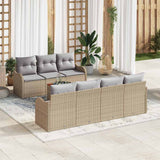 vidaXL Tuinbank Set met opslag 8 pcs Zwart en Crème poly rattan
