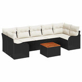 vidaXL Tuinbank Set met opslag 8 pcs Zwart en Crème poly rattan