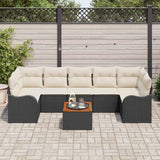 vidaXL Tuinbank Set met opslag 8 pcs Zwart en Crème poly rattan
