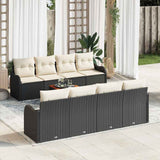 vidaXL Tuinbank Set met opslag 9 pcs Zwart en Crème poly rattan
