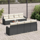 vidaXL Tuinbank Set met opslag 9 pcs Zwart en Crème poly rattan