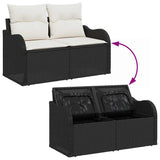 vidaXL Tuinbank Set met opslag 9 pcs Zwart en Crème poly rattan