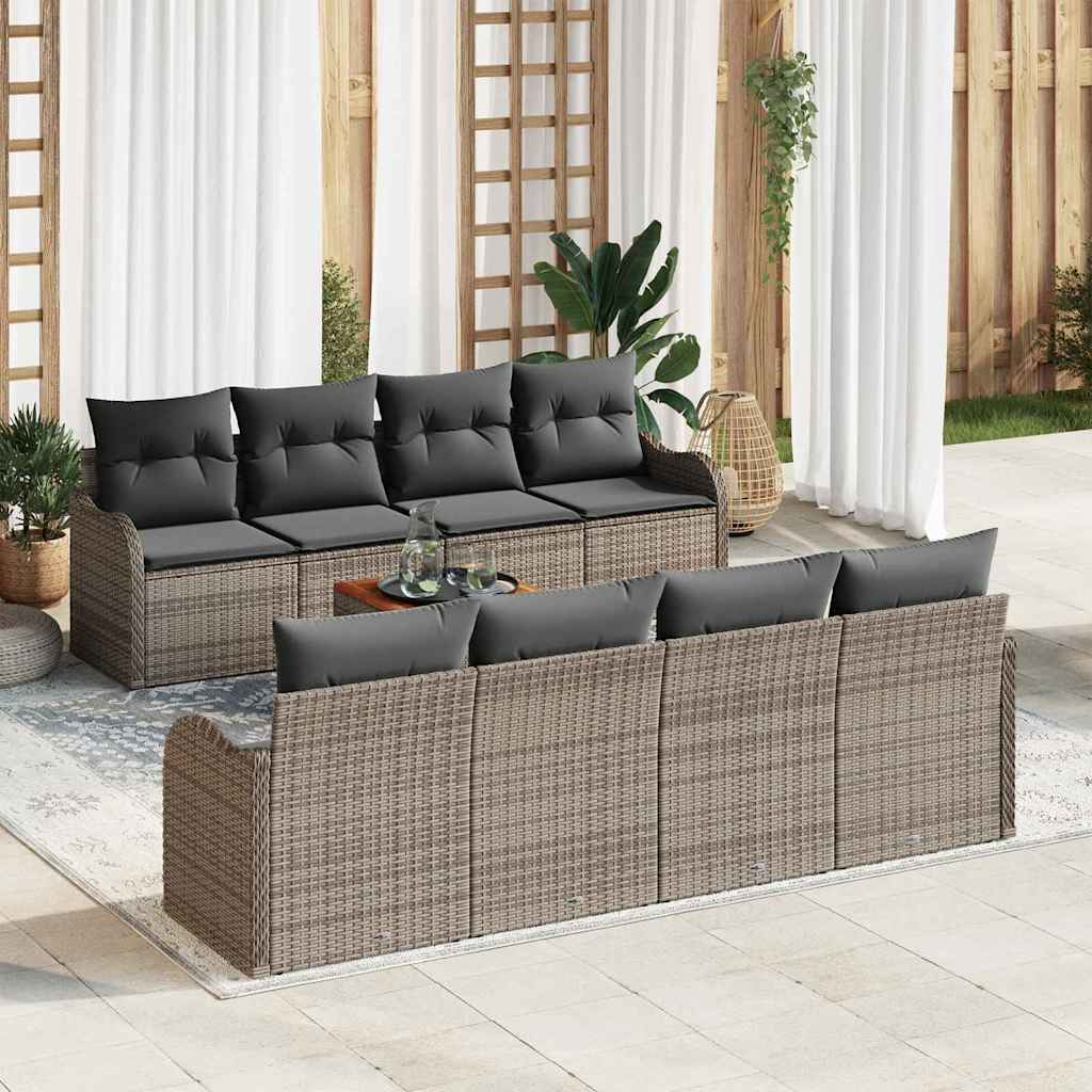 vidaXL Tuinbank Set met opslag 9 pcs Zwart en Crème poly rattan
