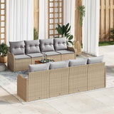 vidaXL Tuinbank Set met opslag 9 pcs Zwart en Crème poly rattan