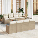 vidaXL Tuinbank Set met opslag 9 pcs Zwart en Crème poly rattan