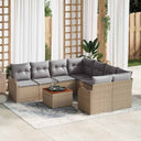 vidaXL Tuinbank Set met opslag 9 pcs Zwart en Crème poly rattan