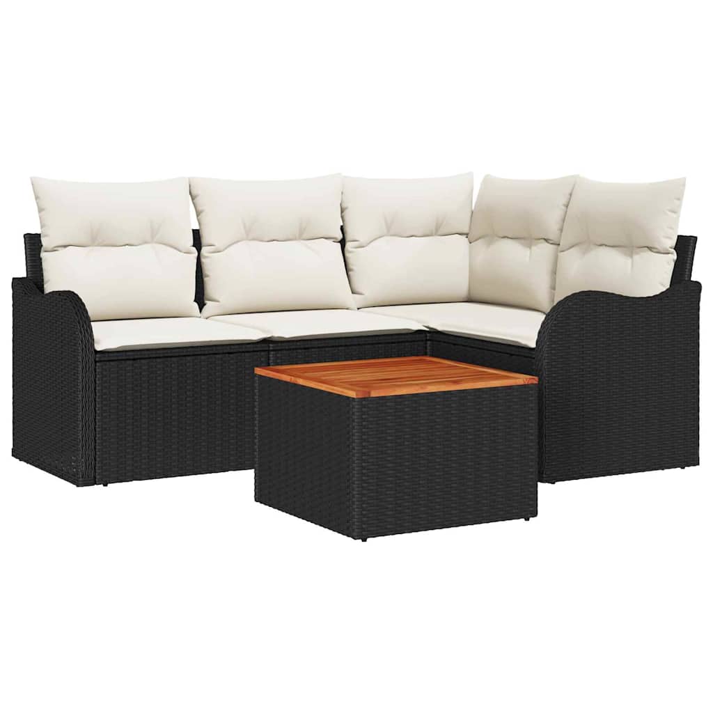 vidaXL Tuinbank Set met opslag 5 pcs Zwart en Crème poly rattan