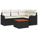 vidaXL Tuinbank Set met opslag 5 pcs Zwart en Crème poly rattan