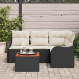 vidaXL Tuinbank Set met opslag 5 pcs Zwart en Crème poly rattan