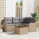 vidaXL Tuinbank Set met opslag 5 pcs Zwart en Crème poly rattan