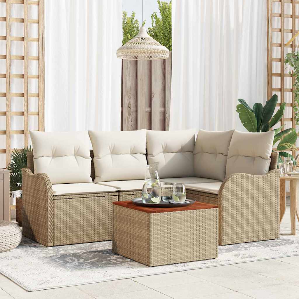 vidaXL Tuinbank Set met opslag 5 pcs Zwart en Crème poly rattan