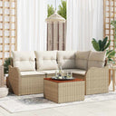vidaXL Tuinbank Set met opslag 5 pcs Zwart en Crème poly rattan
