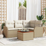 vidaXL Tuinbank Set met opslag 5 pcs Zwart en Crème poly rattan
