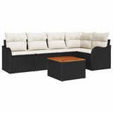 vidaXL Tuinbank Set met opslag 6 pcs Zwart en Crème poly rattan