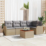 vidaXL Tuinbank Set met opslag 6 pcs Zwart en Crème poly rattan
