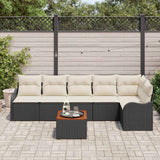 vidaXL Tuinbank Set met opslag 7 pcs Zwart en Crème poly rattan