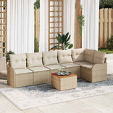 vidaXL Tuinbank Set met opslag 7 pcs Zwart en Crème poly rattan