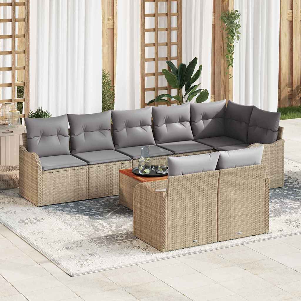 vidaXL Tuinbank Set met opslag 9 pcs Zwart en Crème poly rattan