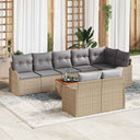 vidaXL Tuinbank Set met opslag 9 pcs Zwart en Crème poly rattan