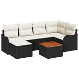 vidaXL Tuinbank Set met opslag 7 pcs Zwart en Crème poly rattan