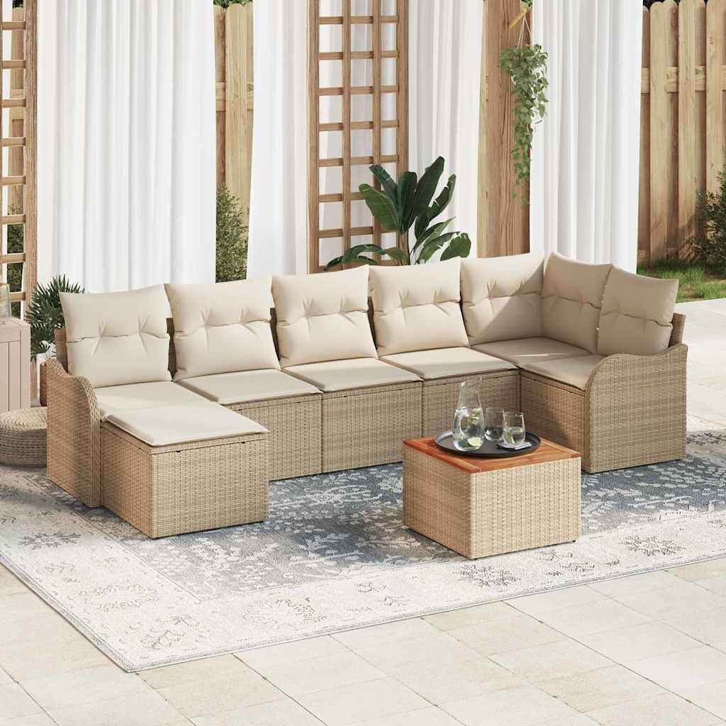 vidaXL Tuinbank Set met opslag 8 pcs Zwart en Crème poly rattan