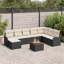 vidaXL Tuinbank Set met opslag 9 pcs Zwart en Crème poly rattan