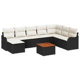 vidaXL Tuinbank Set met opslag 9 pcs Zwart en Crème poly rattan