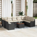 vidaXL Tuinbank Set met opslag 10 pcs Zwart en Crème poly rattan