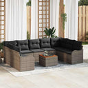 vidaXL Tuinbank Set met opslag 10 pcs Zwart en Crème poly rattan