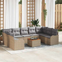 vidaXL Tuinbank Set met opslag 10 pcs Zwart en Crème poly rattan